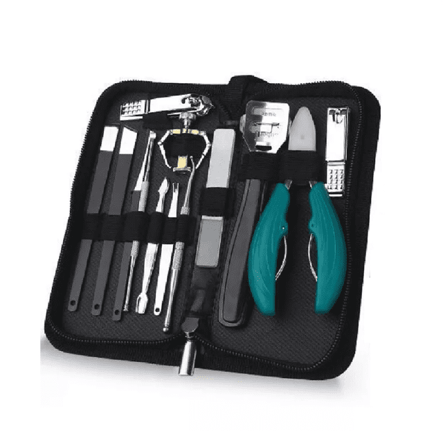 Kit De Herramientas De Uñas Encarnadas Cortauñas 17pcs Negro con Azul