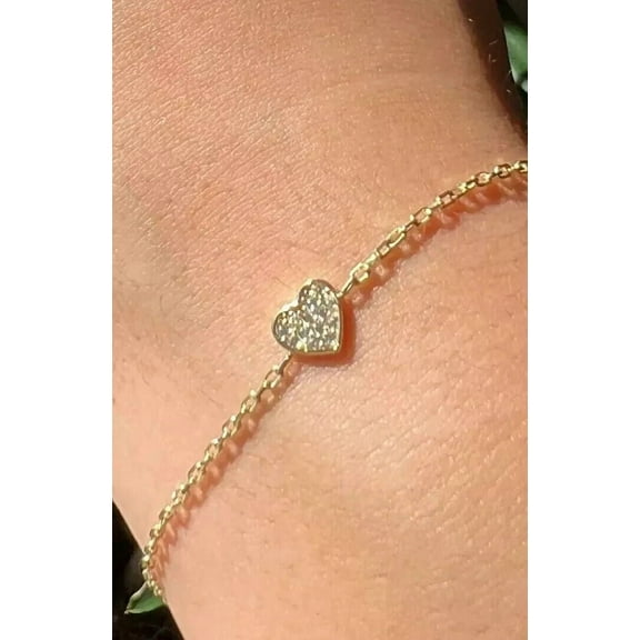 1 Ct Heart Beauty Bracelet Moissanite Round Cut 14K Yellow Gold Plated