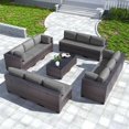 thumbnail image 1 of Kullavik 14-Piece Outdoor Rattan Sofa Set, Patio Furniture Wicker Sectional Couch with Coffee Table & Pillows, All-Weather PE Rattan Conversation Set for Garden, Poolside, Backyard,Grey, 1 of 6