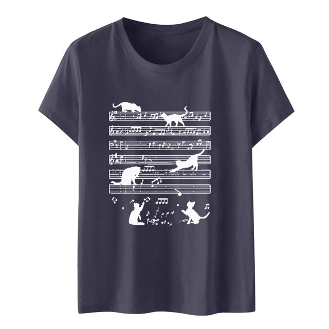 T-Shirt pour Femmes T-Shirt Imprimé à Manches Courtes Col Rond Décontracté pour Femmes