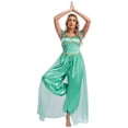 thumbnail image 2 of iixpin Women's Arabian Princess Sequins Belly Dance Costume Sleeveless Romper Jumpsuit Turquoise XXL, 2 of 7