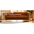 thumbnail image 6 of Newest Mid-Century Orange Velvet Sofa 3-Seater - Chesterfield Channel Tufted Design with Gold Metal Legs, Living Room Centerpiece, 6 of 14