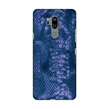 Watch Case Snake Pattern - LG G7 Case, LG G7 ThinQ Case, Slim Fit Handcrafted Designer Printed Snap on Hard Shell Case Back Cover - Snakes - Teal Blue Skin Pattern Overlap