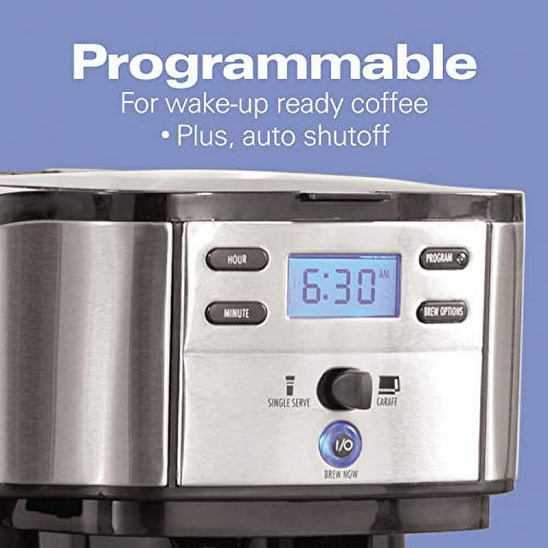 Hamilton Beach 12 Cup Programmable Coffee Maker, Glass Carafe, Black and  Silver, 49465R 