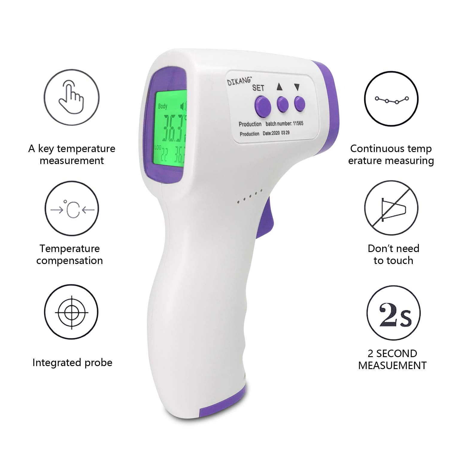 Non-Contact Infrared Laser Digital Forehead Thermometer for Adult Temperature 