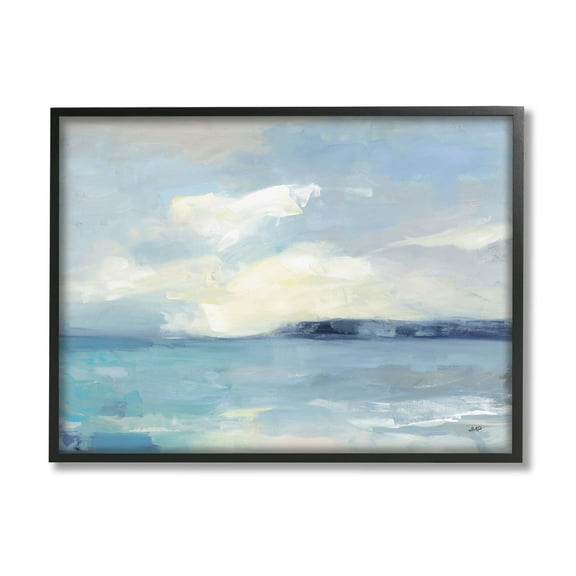 Stupell Industries Abstract Ocean View Landscape Painting Black Framed Art Print Wall Art, Design by Julia Purinton