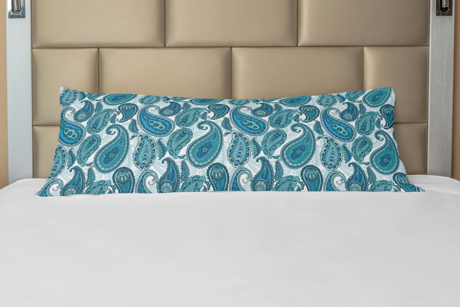 Paisley Body Pillow Case Cover with Zipper, Ocean Inspired Design with