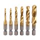 thumbnail image 1 of 6 piezas de macho de roscar, broca de macho de roscar, rosca métrica M3-M10 con revestimiento de titanio HSS y brocas de roscar de vástago estriado hexagonal de 1/4" para roscar diferentes roscas. Rojo Verde, 1 of 5