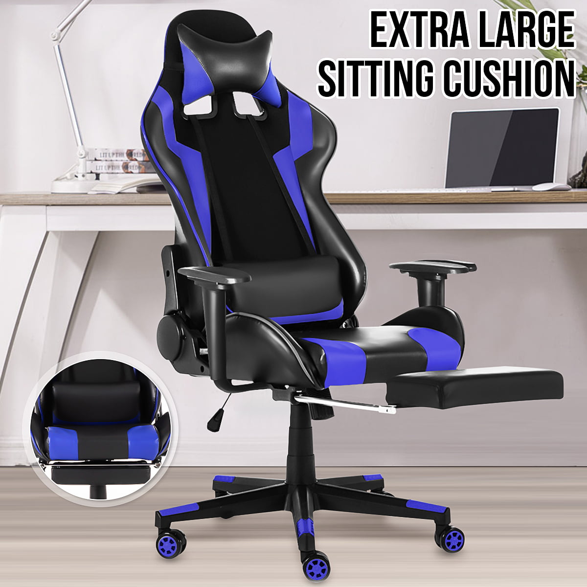 Large Size 40CM Cushion Computer Chair for Adults Ergonomic PC Gaming Chair High Back Swivel ...