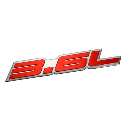 Camaro Nameplate - 3.6L Liter Embossed RED on Highly Polished Silver Real Aluminum Auto Emblem Badge Nameplate for Chevy Chevrolet Impala Traverse Camaro GM Cadillac Ferrari Audi Pontiac Subaru Legacy Outback Tribeca