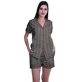 thumbnail image 1 of Moomaya Button Up Pjs For Women Cotton Shorts Shirt Set Notch Collar Sleepwear, 1 of 6