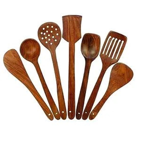 Wooden Serving & Cooking Spoons Set - 40cm Kitchen Accessories