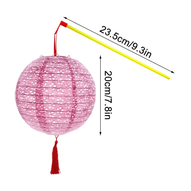 Chinese Paper Lanterns With LED Lights Hollow Out Hanging Asia Japanese Paper Lamps With Tassel And Walking Stick