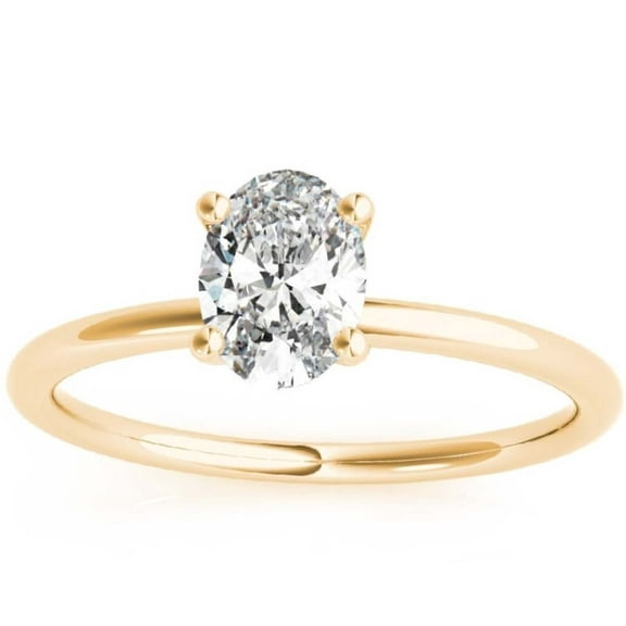 Women's 0.50 Ctw Oval Brilliant Cut (G-H Color, VS1 Clarity) Labgrown Diamond Solitaire Ring in 10K White, Rose, and Yellow Gold