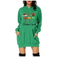 thumbnail image 2 of WEAIXIMIUNG Chandail en Molleton pour Femmes Veste Longue Décontractée Col Rond Poche Imprimé Flocon de Neige de Noël, 2 of 3