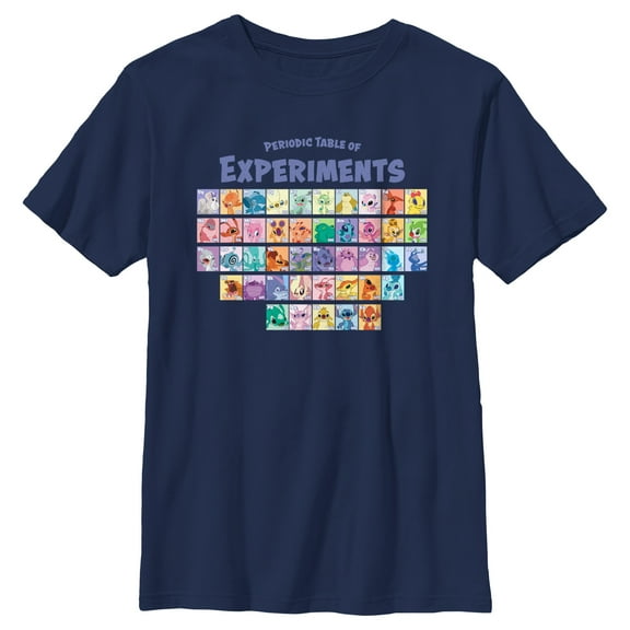 Boy's Lilo & Stitch Periodic Table of Experiments Graphic Tee Navy Blue Medium