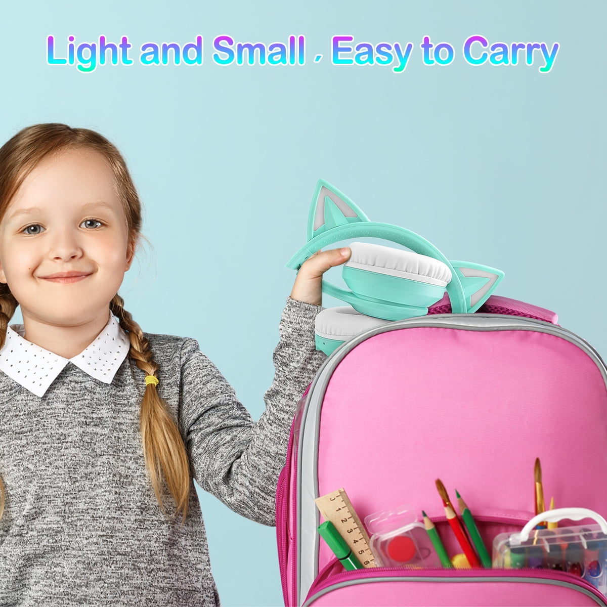LOBKIN Kids Bluetooth Headphones Safe Listening for Girls, Boys, Children with 94dB Volume-Limiting, Wireless Headphones for School, Tablet, Green