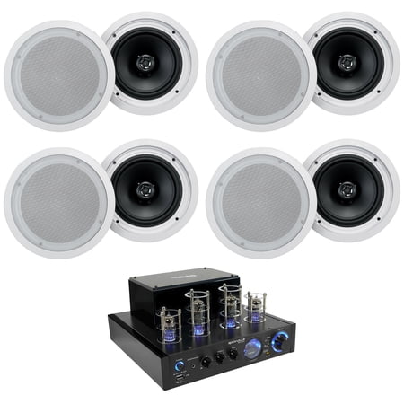 Rockville LED Tube Amp/Home Theater Receiver+(8) 8 White Ceiling Speakers