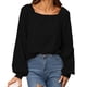 thumbnail image 1 of Blusa Cuello Cuadrado Color Puro Linterna Manga Larga Dobladillo Casual Top De Moda Para Mujer Negro S, 1 of 5