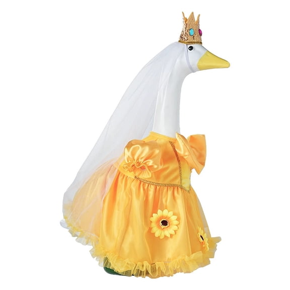 White Goose Porch Decoration, 23 Inches Fabric Animal Ornament, Front Door Welcome Statue Decor, Outdoor Spring Yard Display, Whimsical Lawn Art Piece