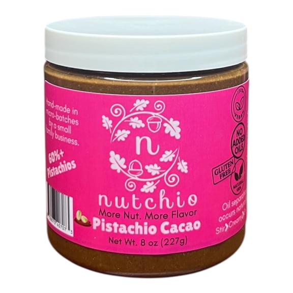 Nutchio Pistachio Cacao Spread, 75%+ Pistachios, Clean-Ingredients, 8 oz