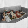 thumbnail image 6 of Union Jack Soft Flannel Fleece Throw Blanket, Vintage Travel Suitcase British Flag London Ribbon and Crown Image, Cozy Plush for Indoor and Outdoor Use, 50" x 60", Dark Blue Red Brown, by Ambesonne, 6 of 6