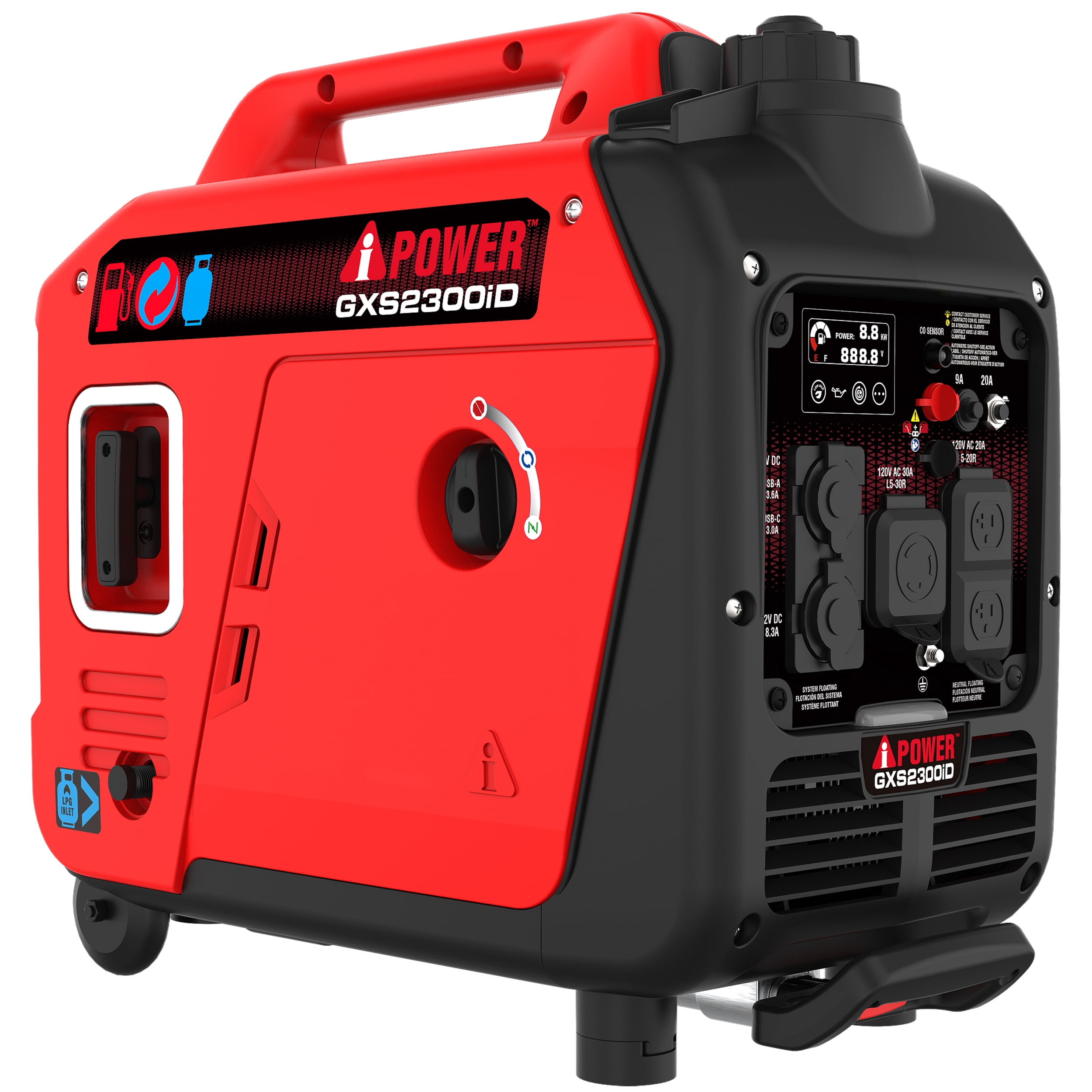 A-iPower 2300-Watt Gas Propane Powered Inverter Generator with CO Sensor
