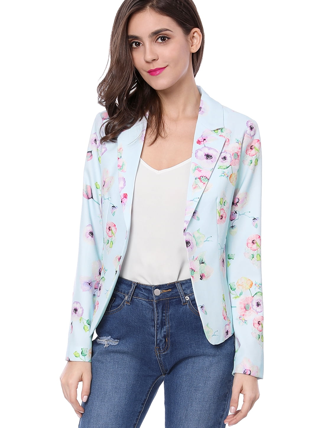 XXBlosom Womens Casual Blazer Coat Open Front Lapel Printed Jackets