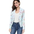 thumbnail image 1 of INSPIRE CHIC Women's Allover Long Sleeve Notched Lapel Open Front Blazer, 1 of 6