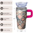 thumbnail image 3 of 20oz Insulated Tumbler with Lid and Straw, Bohemian Style Stainless Steel Coffee Cup, Double Wall Vacuum Travel Mug, Leakproof, 3 of 5
