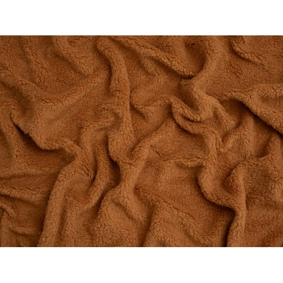 Minerva Core Range Baby Soft Sherpa Fleece Fur Fabric Copper - per yard
