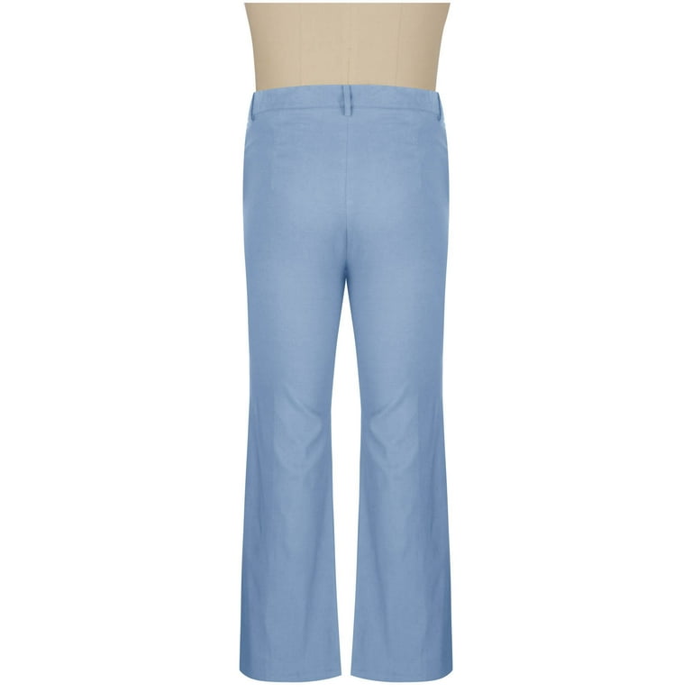 GuangCheng Mens Flared Dress Pants,Loose Fit,Solid Color,Casual,Formal Wear,Suit  Trousers,Light Blue,Size L - Walmart.com