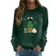 thumbnail image 1 of Gibobby Sudaderas de Navidad para mujer Sudadera informal con cuello redondo y hombros para mujer, manga larga, árbol de Navidad, caja de regalo, estampado de gatito(Verde,CH), 1 of 4