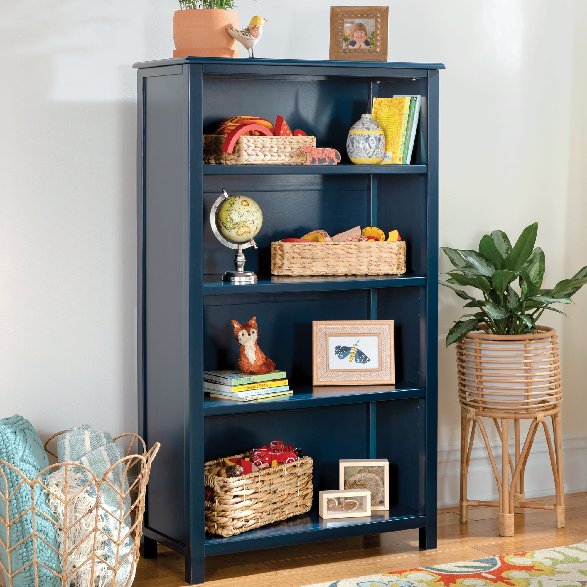 Adjustable 4 Shelf Wood Bookcase Storage Shelving Book Home Bookshelf Furniture 