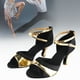 thumbnail image 5 of Zapatos latinos suaves y cómodos, zapato ChA cha de baile a la moda para mujer, negro + dorado YUNYI BRAND Deportes, 5 of 8