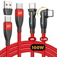 thumbnail image 1 of USB C to USB C Cable [100W, 2-Pack 3.3ft/6ft], AUFU PD 5A Fast Charging Type C to Type C Cable, 180 Degree Nylon Braided 2 in 1 USB A/C to USB-C Cord, 1 of 10