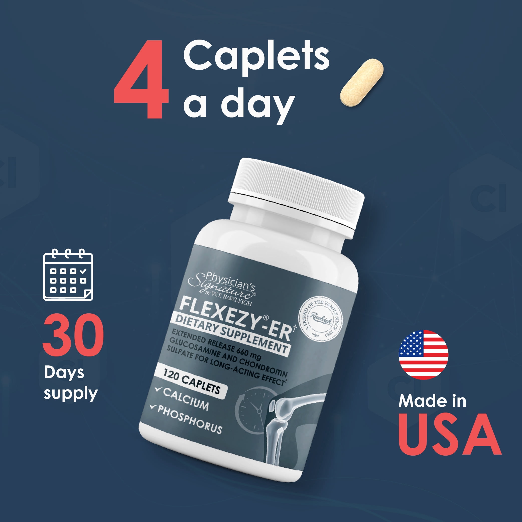 Rawleigh Flexezy-ER with Glucosamine & Chondroitin for Joints & Cartilage Health 120 Count