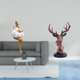 thumbnail image 2 of Figura artística de cabeza de ciervo de resina, escultura abstracta de animal, adorno único para mesa, ideal para regalar, decoración del hogar o exhi, 2 of 8