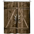 thumbnail image 4 of Extra Long Old Barn Door Shower Curtain Rustic Wood Plank Wooden Garage Farmhouse 72Wx84H Inch 12 Pack plastic hooks Vintage Country Decor Fabric Bathroom Polyester Waterproof WW-YMDV, 4 of 6