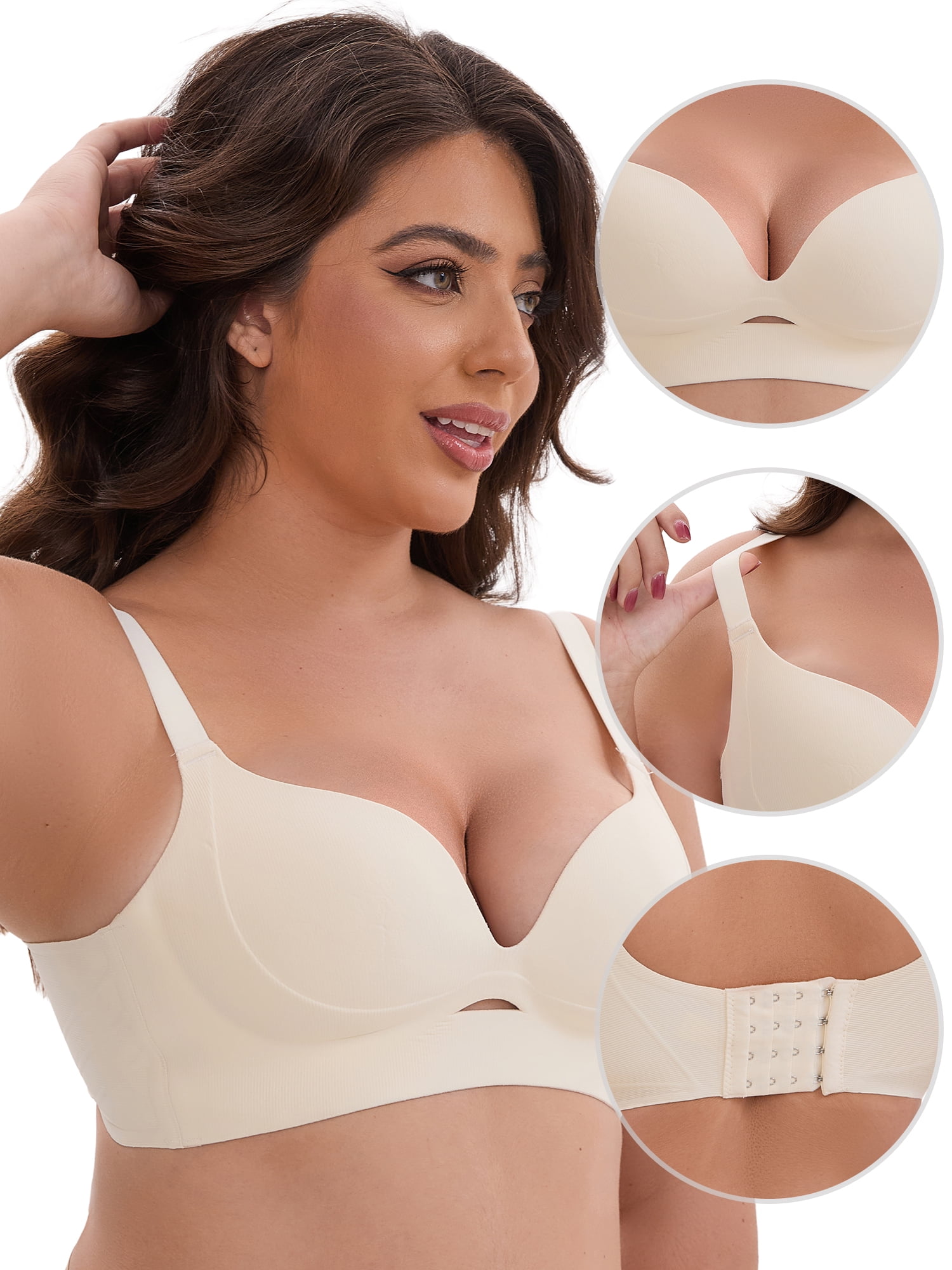 DARING DIVA Wireless Push Ups Adjustable Spaghetti Straps 38C Light Beige