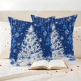 thumbnail image 3 of Navy Blue Christmas Tree Outdoor Waterproof Pillow Covers, Xmas Snowflake Weeping Balls Decorative Square Throw Pillowcase Sofa Cushion Sham for Patio/Couch/Chair, 20"x20" 2 Pack, 3 of 8