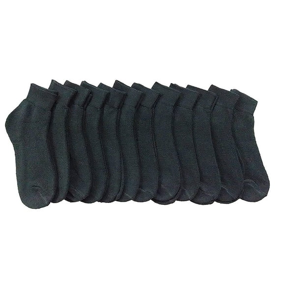 SOCKS'NBULK Mens Black Quarter Ankle Athletic Socks for Men, Size 10-13