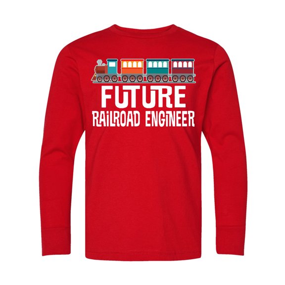 Inktastic Future Railroad Engineer Train Long Sleeve Youth T-Shirt