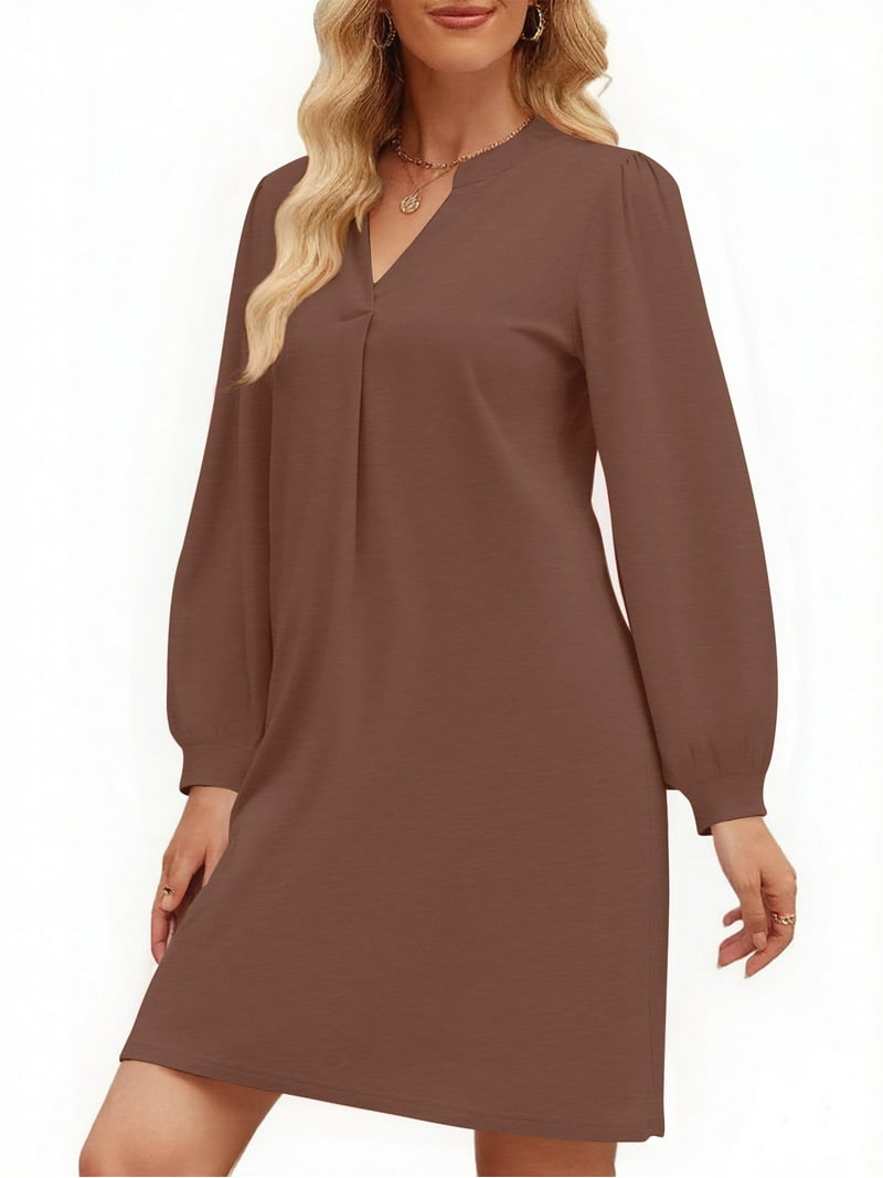 brown casual midi dress Brown Midi Dress for Fall
