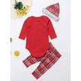 thumbnail image 3 of Viworld Matching Family Pajamas Sets Christmas PJ's with Santa Claus Printed Tee and Plaid Pants Loungewear, 3 of 5