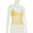 thumbnail image 6 of Womens Y2k Lace Tank Tops Going Out Crop Tops Spaghetti Strap Mesh See Through Camisole Summer Casual Tops Yellow M, 6 of 8