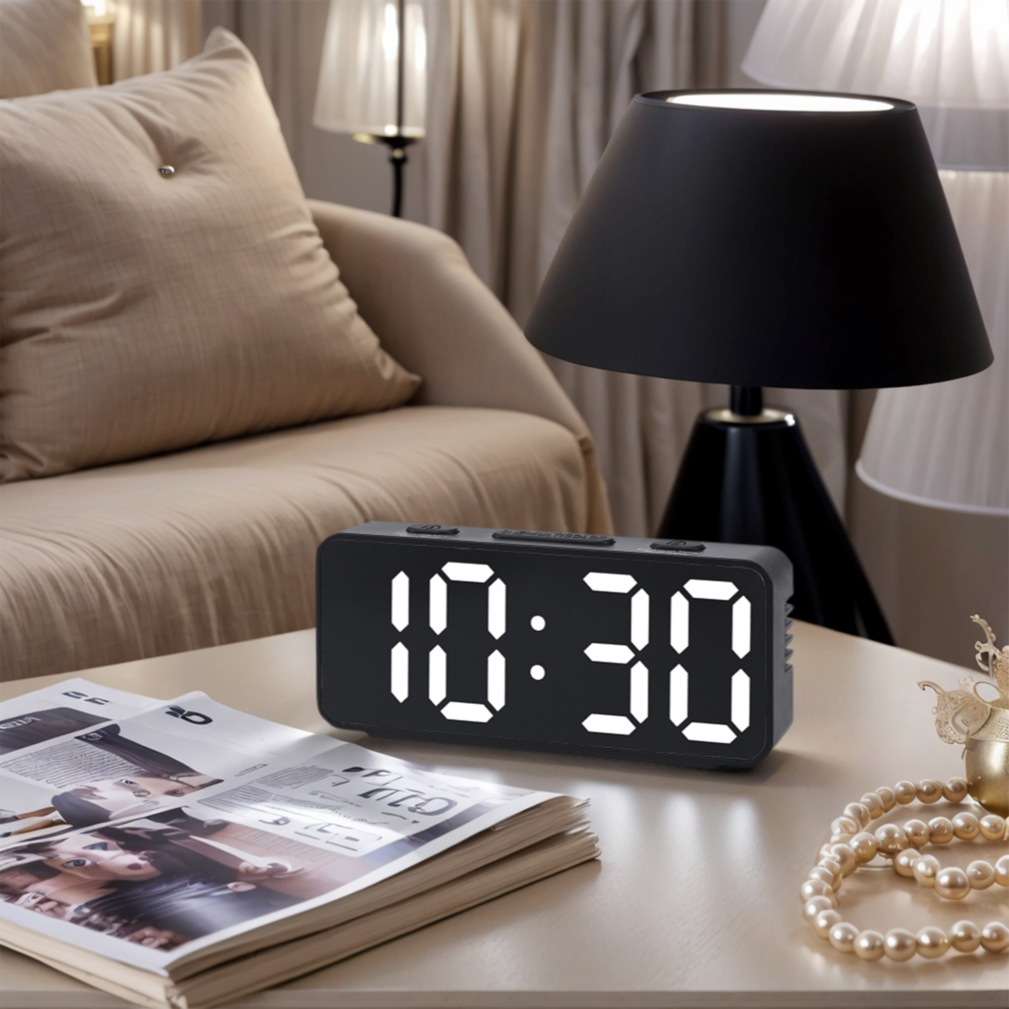 Unique Bargains Digital Alarm Clock for Bedroom Dorm Black 5.1"L x 1.0"W x 2.2"H