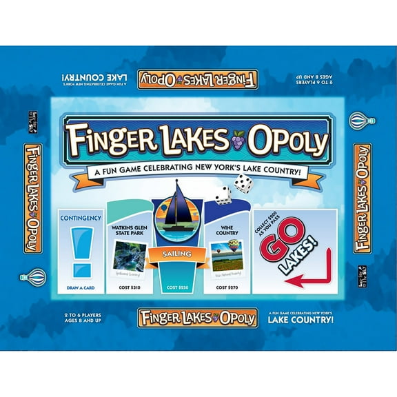 Finger Lakes-Opoly Themed Family Board Game, 2-6 Players