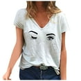 thumbnail image 2 of T-shirts d'Été pour Femmes Grande Taille, Hauts d'Été pour Femmes, Mode Décontractée d'Été, T-Shirt à Col en V Imprimé, Hauts à Manches Courtes, T-Shirt à Col en V pour Femmes en Liquidation, 2 of 3