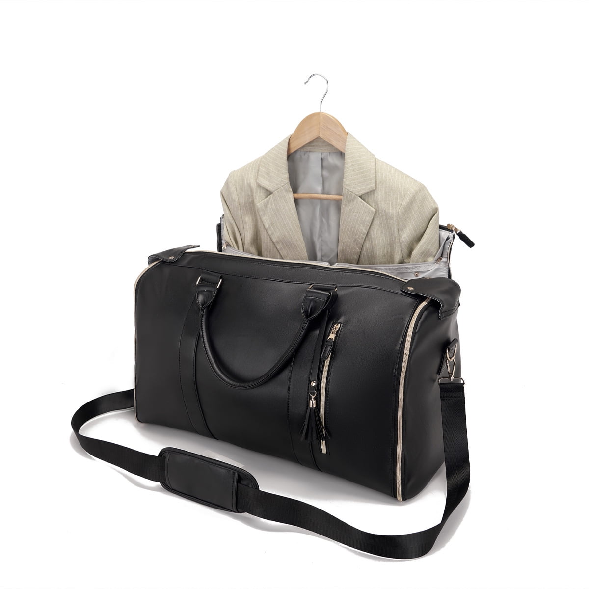 Convertible Travel Garment Bag, Overnight Bag Waterproof Leather Carry-on Garment Duffel Bag for Men Women - 2 in1 Hanging Suitcase Suit Business Travel Bag